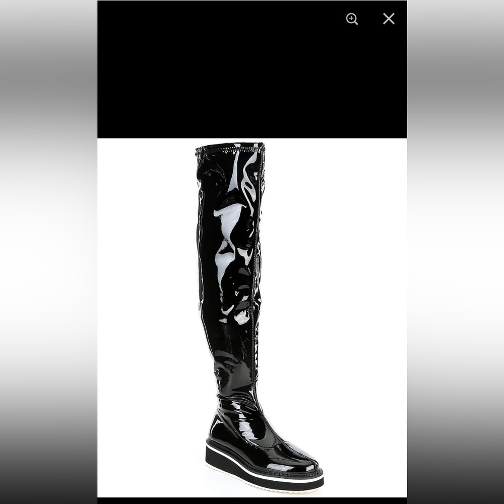 GIANNI BINI black marfisia patent platform over-the-knee boots size 6.5
